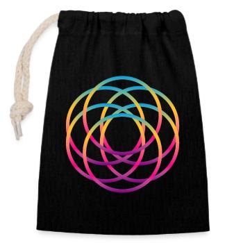 Regenbogen Mandala Ringe Yoga Meditation Farben - Verschließbarer Geschenkbeutel aus Baumwolle (14x20cm) - Schwarz - Vorne