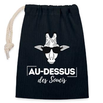 Au dessus des soucis - Sac cadeau en coton avec cordon (14 x 20 cm) - bleu marine - Devant