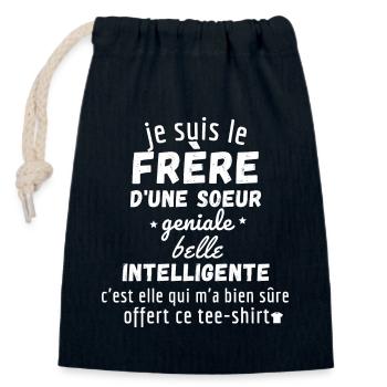 le frère d'une sœur géniale et intelligente - Sac cadeau en coton avec cordon (14 x 20 cm) - bleu marine - Devant