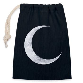 delicate shimmering silver moon - Closable cotton gift bag (14x20cm) - navy - Front