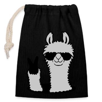 Loch No Drama Llama - Verschließbarer Geschenkbeutel aus Baumwolle (14x20cm) - Schwarz - Vorne