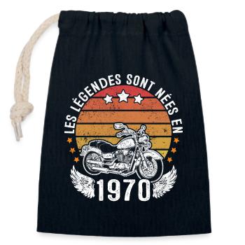 Les Légendes Sont Nées En 1970 - Sac cadeau en coton avec cordon (14 x 20 cm) - bleu marine - Devant