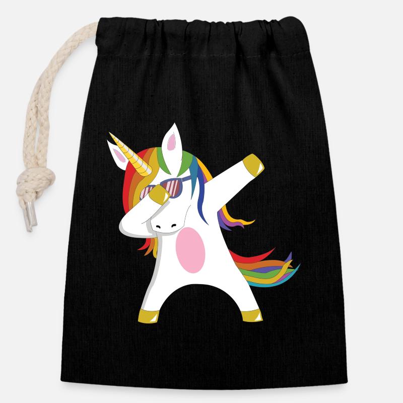 Dabbing Unicorn Geschenkidee dabbendes Einhorn Dab - Verschließbarer Geschenkbeutel aus Baumwolle (14x20cm) - Schwarz