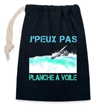 j'peux pas j'ai planche a voile - Sac cadeau en coton avec cordon (14 x 20 cm) - bleu marine - Devant