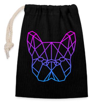 Geometrischer Bulldog Neon Gradient - Verschließbarer Geschenkbeutel aus Baumwolle (14x20cm) - Schwarz - Vorne