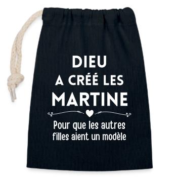 Martine, prénom Martine, anniversaire Martine - Sac cadeau en coton avec cordon (14 x 20 cm) - bleu marine - Devant