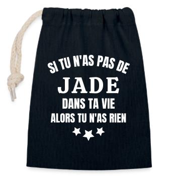 Jade, prénom Jade, anniversaire Jade - Sac cadeau en coton avec cordon (14 x 20 cm) - bleu marine - Devant