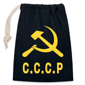 Armoiries des républiques socialistes soviétiques de l’URSS Russe - Sac cadeau en coton avec cordon (14 x 20 cm) - bleu marine - Devant