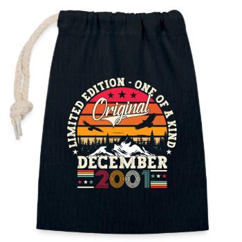 Décembre Année 2001 Cadeau du 21e anniversaire - Sac cadeau en coton avec cordon (14 x 20 cm) - bleu marine - Devant