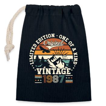 vintage vintage 1987 35e anniversaire cadeau homme - Sac cadeau en coton avec cordon (14 x 20 cm) - bleu marine - Devant
