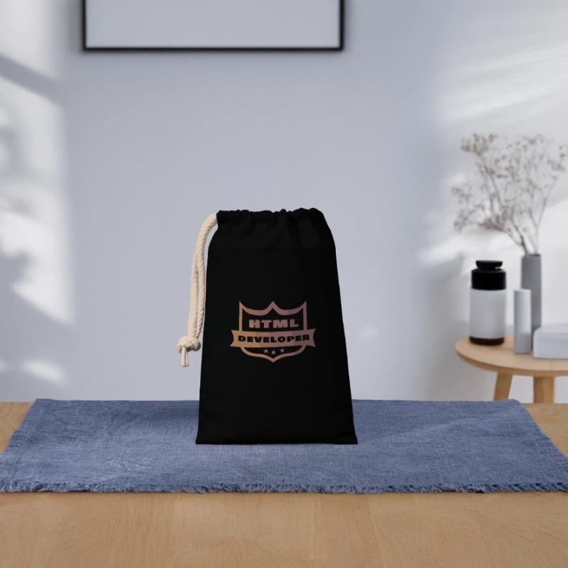 HTML Developer Closable cotton gift bag (14x20cm)