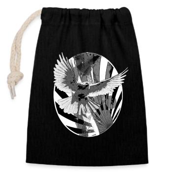 Colombe noire blanche symbole de la paix - Sac cadeau en coton avec cordon (14 x 20 cm) - noir - Devant
