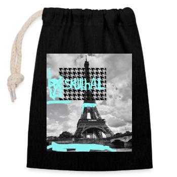 parisssss - Verschließbarer Geschenkbeutel aus Baumwolle (14x20cm) - Schwarz - Vorne