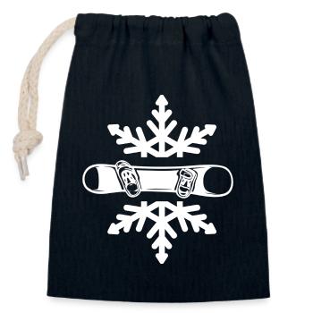 snowboard "snowboarding in powder snow" - Closable cotton gift bag (14x20cm) - navy - Front