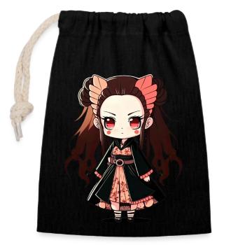 Anime | The-Sinister Cute Girl Kawaii Manga Design - Closable cotton gift bag (14x20cm) - black - Front