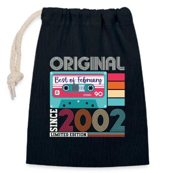 Février 2002 Cassette du 21e anniversaire - Sac cadeau en coton avec cordon (14 x 20 cm) - bleu marine - Devant