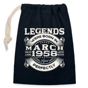 March Born 1958 65th birthday Man Legendary 58 - Closable cotton gift bag (14x20cm) - navy - Front