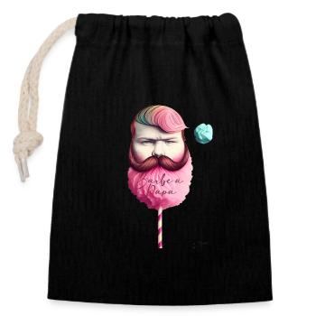 t shirt papa - humour -barbe a papa - Sac cadeau en coton avec cordon (14 x 20 cm) - noir - Devant