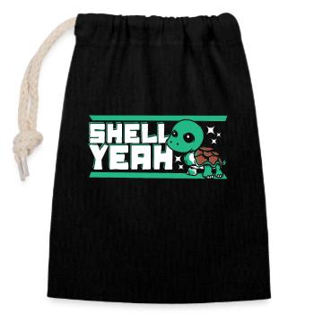Shell Yeah Riesenschildkröte Landschildkröte - Verschließbarer Geschenkbeutel aus Baumwolle (14x20cm) - Schwarz - Vorne