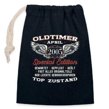 18. Geburtstag Mann April Jahrgang 2005 Oldtimer - Verschließbarer Geschenkbeutel aus Baumwolle (14x20cm) - Navy - Vorne