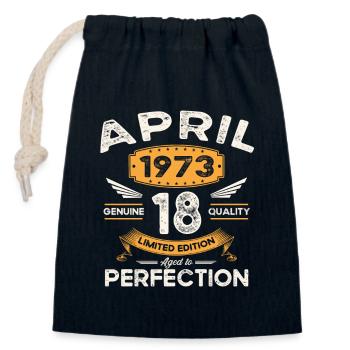 50e anniversaire Homme April Né en 1973 Légendaire - Sac cadeau en coton avec cordon (14 x 20 cm) - bleu marine - Devant