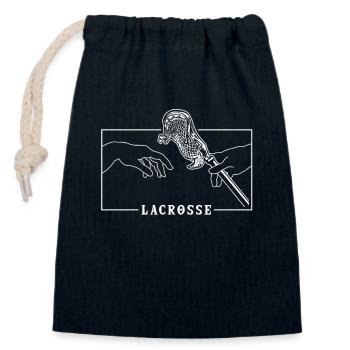 Michelangelo Creation of Adam Lacrosse Lax - Verschließbarer Geschenkbeutel aus Baumwolle (14x20cm) - Navy - Vorne