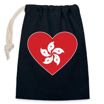 Hong Kong Flag Heart - Closable cotton gift bag (14x20cm) - navy - Front