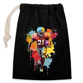 American Football Spieler USA Sport Bunt Splash - Verschließbarer Geschenkbeutel aus Baumwolle (14x20cm) - Schwarz - Vorne