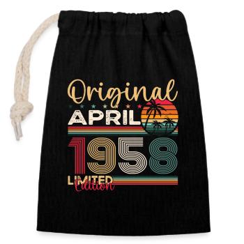 65e anniversaire homme April Né en 1958 Original - Sac cadeau en coton avec cordon (14 x 20 cm) - noir - Devant