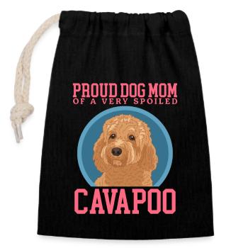 Cavapoo Mom Dogs Cavoodle Dog Owner Cadeau - Sac cadeau en coton avec cordon (14 x 20 cm) - noir - Devant