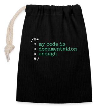 Mon code est assez documenté développeur - Sac cadeau en coton avec cordon (14 x 20 cm) - noir - Devant