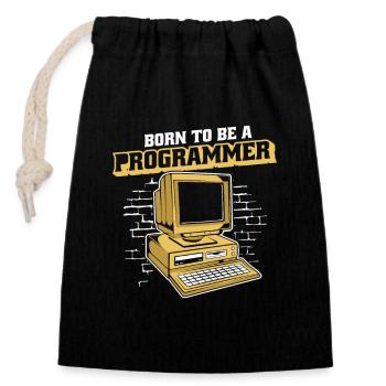 Né pour être un programmeur Développeur Coder - Sac cadeau en coton avec cordon (14 x 20 cm) - noir - Devant