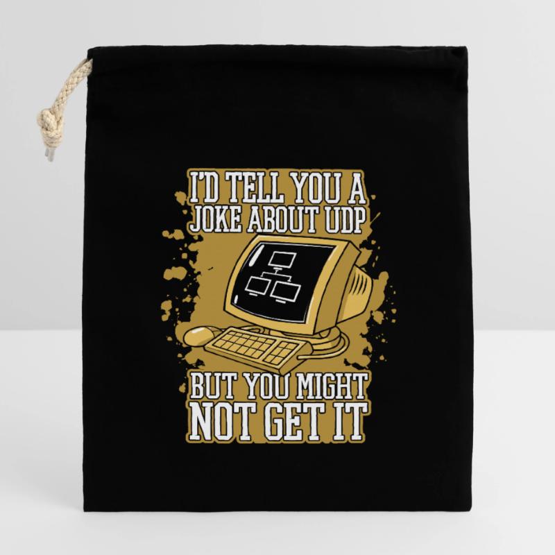 Je vous raconterais une blague sur UDP Developer Coder Sac cadeau en coton avec cordon (14 x 20 cm)