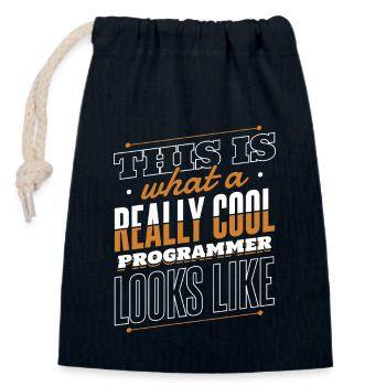What A Really Cool Programmer Looks Like Coder - Verschließbarer Geschenkbeutel aus Baumwolle (14x20cm) - Navy - Vorne