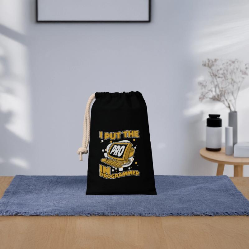 I Put The Pro In Programmer Developer Coder Verschließbarer Geschenkbeutel aus Baumwolle (14x20cm)