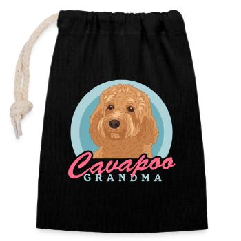 Cavapoo Grand-mère Cavoodle Chien Propriétaire Cadeau - Sac cadeau en coton avec cordon (14 x 20 cm) - noir - Devant