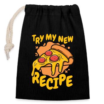 Try My New Recipe Pizza Pizzablech Pizzaofen - Verschließbarer Geschenkbeutel aus Baumwolle (14x20cm) - Schwarz - Vorne