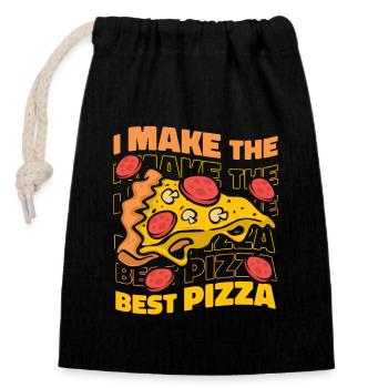 I Make The Best Pizza Pizza Pizzablech Pizzaofen - Verschließbarer Geschenkbeutel aus Baumwolle (14x20cm) - Schwarz - Vorne