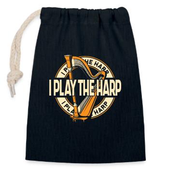 I Play The Harp Concert Harp Harp Music Harp - Closable cotton gift bag (14x20cm) - navy - Front