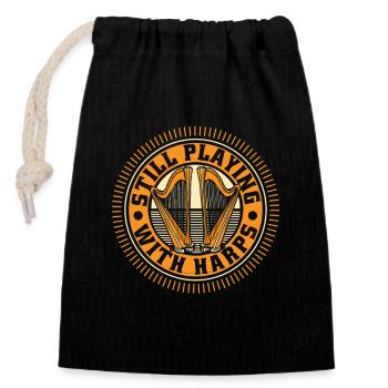 Still Playing With Harps Concert Harp Harp - Closable cotton gift bag (14x20cm) - black - Front