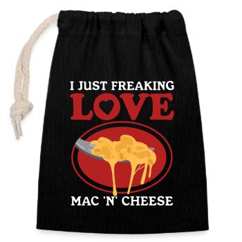 Macaroni With Cheese Mac And Cheese Gift - Closable cotton gift bag (14x20cm) - black - Front