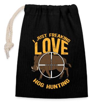 Wild Boar Hunt Hunters Wild Boar Hunting Gift - Closable cotton gift bag (14x20cm) - black - Front