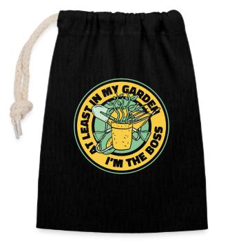 Au moins dans mon jardin potager - Sac cadeau en coton avec cordon (14 x 20 cm) - noir - Devant