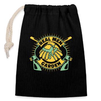 Real Men Garden Allotment Garden - Closable cotton gift bag (14x20cm) - black - Front