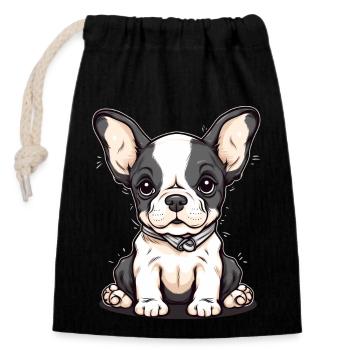 Cute puppy - Closable cotton gift bag (14x20cm) - black - Front
