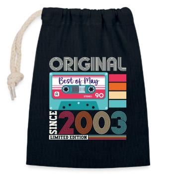 20 Birthday Man Woman Cassette May Vintage 2003 - Sac cadeau en coton avec cordon (14 x 20 cm) - bleu marine - Devant