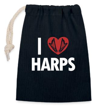 I love Harps Konzertharfe Harfenmusik Harfe - Verschließbarer Geschenkbeutel aus Baumwolle (14x20cm) - Navy - Vorne