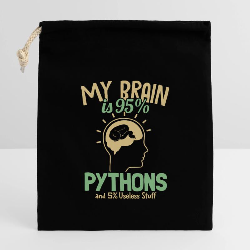 My Brain is 95% Pythons Python Schlange Banana Verschließbarer Geschenkbeutel aus Baumwolle (14x20cm)