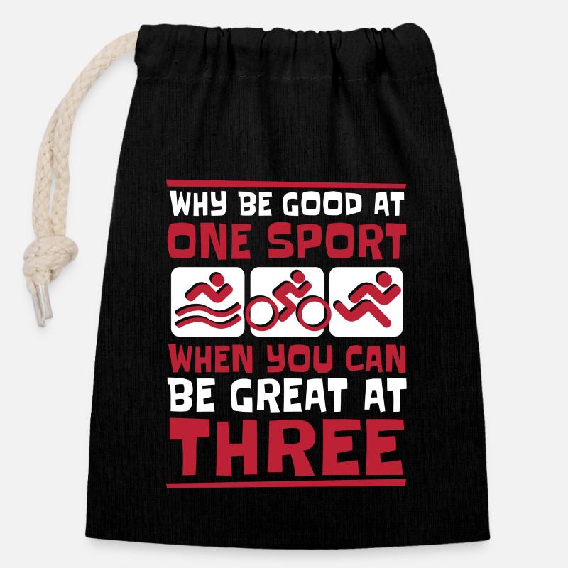 Why Be Good At One Sport Triathlet Training Profi - Verschließbarer Geschenkbeutel aus Baumwolle (14x20cm) - Schwarz