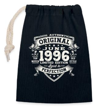 27th Birthday Man Juin Année 1996 Original - Sac cadeau en coton avec cordon (14 x 20 cm) - bleu marine - Devant